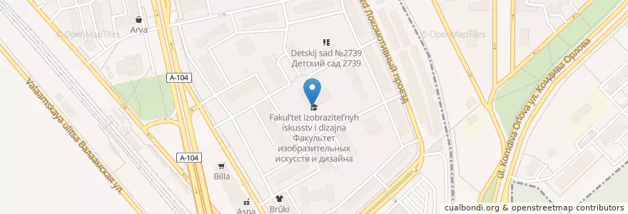 Mapa de ubicacion de Факультет изобразительных искусств и дизайна en Russie, District Fédéral Central, Moscou, Северный Административный Округ, Тимирязевский Район.