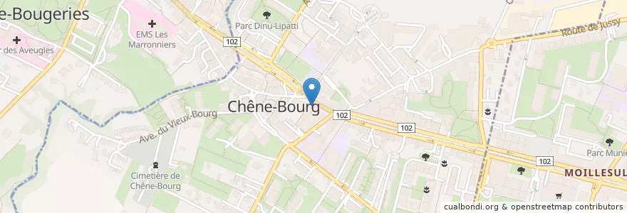 Mapa de ubicacion de UBS en Suiza, Ginebra, Ginebra, Thônex, Chêne-Bourg.