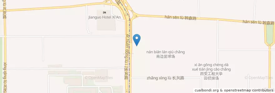 Mapa de ubicacion de 西安工程大学 en 中国, 陕西省, 西安市, 新城区, 碑林区.