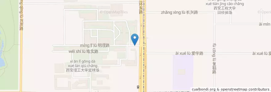 Mapa de ubicacion de 西安理工大学 en China, Xianxim, 西安市, 碑林区 (Beilin).