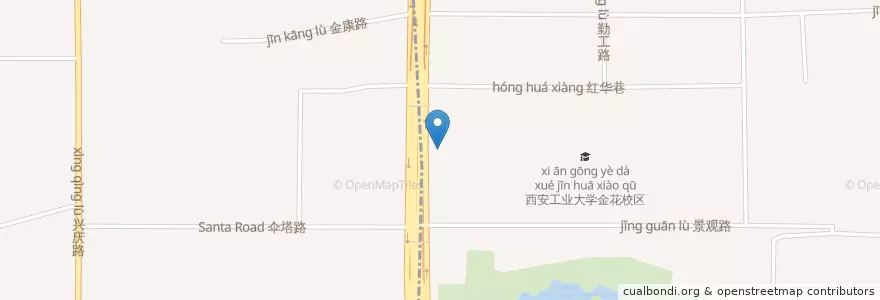 Mapa de ubicacion de 西安工业大学 en Çin, Şensi, 西安市, 新城区 (Xincheng), 碑林区 (Beilin).