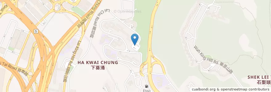Mapa de ubicacion de 麗瑤 Lai Yiu en 中国, 広東省, 香港, 新界, 葵青區 Kwai Tsing District.