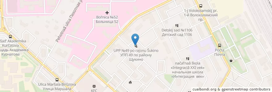 Mapa de ubicacion de УПП №49 по району Щукино en Russia, Central Federal District, Moscow, North-Western Administrative Okrug, Shchukino District.