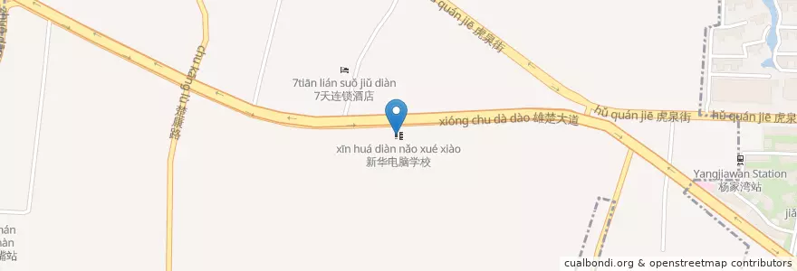 Mapa de ubicacion de 新华电脑学校 en China, Hubei, Wuhan, Hongshan, 卓刀泉街道.