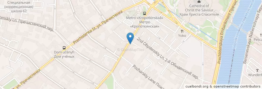 Mapa de ubicacion de Шоколадница en Rusia, Distrito Federal Central, Москва, Distrito Administrativo Central, Район Хамовники.