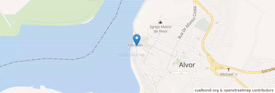 Mapa de ubicacion de A Ribeira en Portogallo, Algarve, Algarve, Faro, Portimão, Alvor.