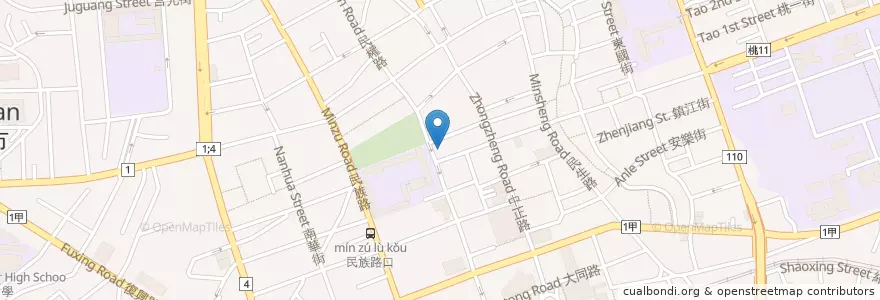 Mapa de ubicacion de 中國信託商業銀行 en Taiwán, Taoyuan, 桃園區.
