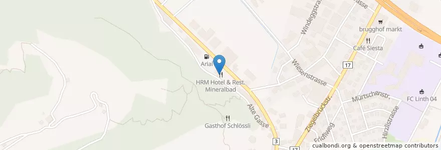 Mapa de ubicacion de Mineralbad en Schweiz/Suisse/Svizzera/Svizra, Glarus, Glarus Nord.