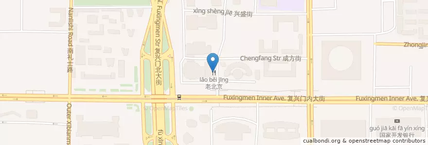 Mapa de ubicacion de 老北京 en 中国, 北京市, 河北省, 西城区.