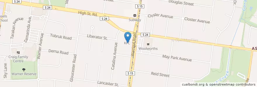 Mapa de ubicacion de Ashburton (Greencross) Vet en Australia, Victoria, City Of Monash.