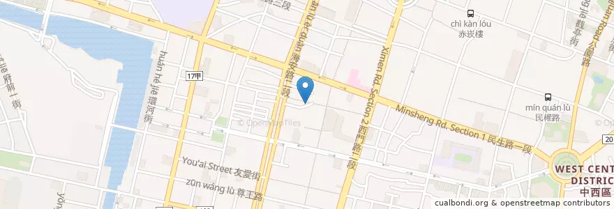 Mapa de ubicacion de 蜷尾家散步甜食 en 臺灣, 臺南市, 中西區.