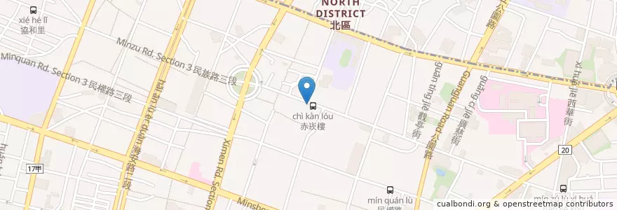 Mapa de ubicacion de 山根壽司 en Tayvan, 臺南市, 中西區.