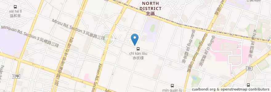 Mapa de ubicacion de 度小月擔仔麵 en Taiwán, 臺南市, 中西區.