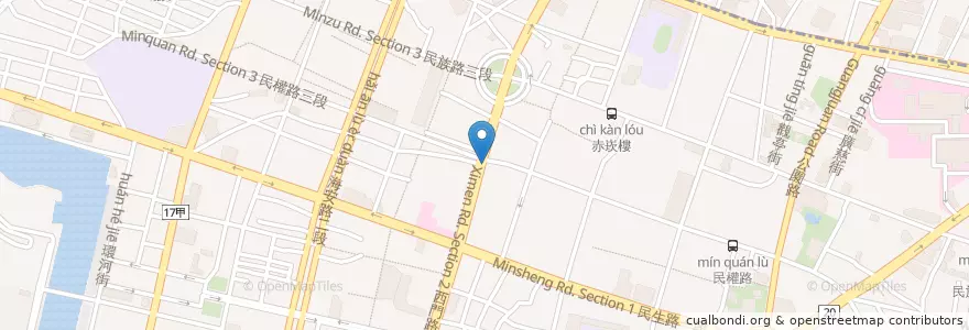 Mapa de ubicacion de 阿銘牛肉麵 en Taiwan, Tainan, Zhongxi District.