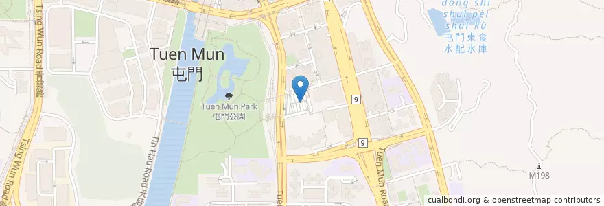 Mapa de ubicacion de 屯門市中心 Tuen Mun Central en 중국, 홍콩, 광둥성, 신제, 屯門區 Tuen Mun District.