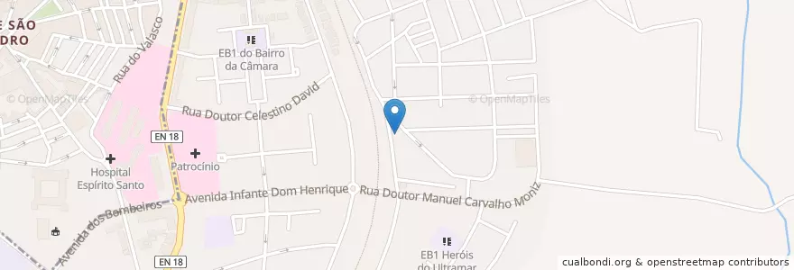 Mapa de ubicacion de Universidade Sénior Evora en 葡萄牙, Alentejo, Alentejo Central, Évora, Évora, Bacelo E Senhora Da Saúde.