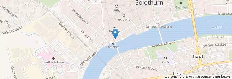 Mapa de ubicacion de Solaare en 瑞士, Solothurn, Amtei Solothurn-Lebern, Bezirk Solothurn, Bezirk Wasseramt, Solothurn.