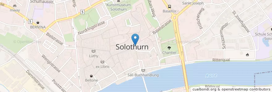 Mapa de ubicacion de Moses-Brunnen en Schweiz, Solothurn, Amtei Solothurn-Lebern, Bezirk Solothurn, Solothurn.