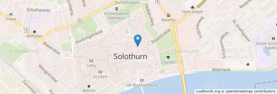 Mapa de ubicacion de St. Mauritius-Brunnen en Suíça, Solothurn, Amtei Solothurn-Lebern, Bezirk Solothurn, Solothurn.