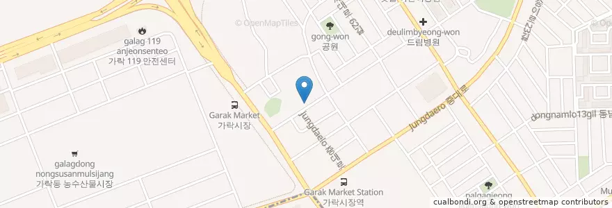 Mapa de ubicacion de STARBUCKS COFFEE en كوريا الجنوبية, سول, 송파구, 가락본동.