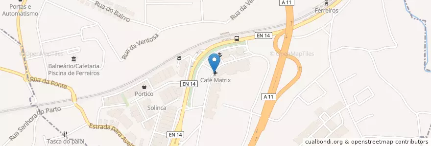 Mapa de ubicacion de Café Matrix en Portekiz, Norte, Braga, Cávado, Braga, Ferreiros E Gondizalves.