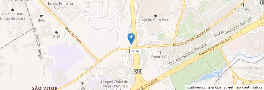 Mapa de ubicacion de Caixa Geral de Depósitos en البرتغال, المنطقة الشمالية (البرتغال), براغا, كافادو, براغا, São Vítor.
