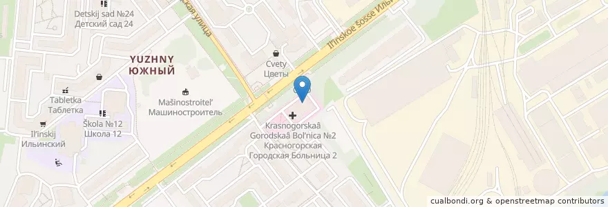 Mapa de ubicacion de Детская поликлиника №2 en 俄罗斯/俄羅斯, Центральный Федеральный Округ, 莫斯科州, Городской Округ Красногорск.