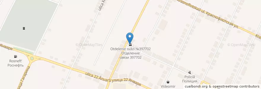 Mapa de ubicacion de Отделение связи №397702 en Rusland, Centraal Federaal District, Oblast Voronezj, Бобровский Район, Городское Поселение Бобров.