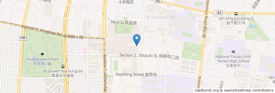 Mapa de ubicacion de 立體停車場 en Taiwan, Tainan, Zhongxi District.