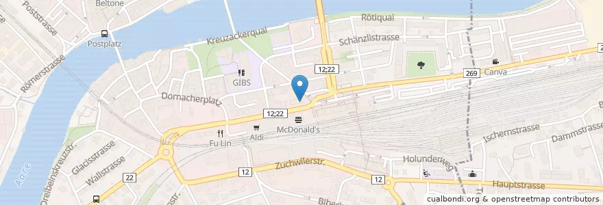 Mapa de ubicacion de zahnarztzentrum en Schweiz/Suisse/Svizzera/Svizra, Solothurn, Amtei Solothurn-Lebern, Bezirk Solothurn, Bezirk Wasseramt, Solothurn.