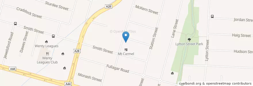 Mapa de ubicacion de Our Lady of Mount Carmel en Austrália, Nova Gales Do Sul, Sydney, Cumberland City Council.