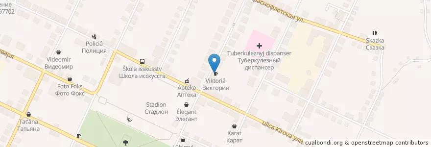 Mapa de ubicacion de Виктория en Russland, Föderationskreis Zentralrussland, Oblast Woronesch, Бобровский Район, Городское Поселение Бобров.