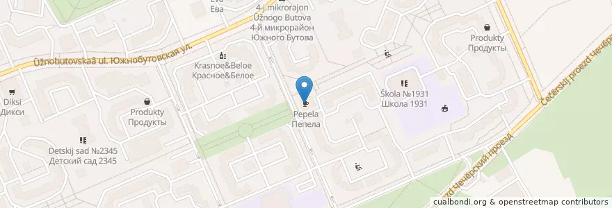Mapa de ubicacion de Пепела en روسيا, Центральный Федеральный Округ, Москва, Юго-Западный Административный Округ, Район Южное Бутово.