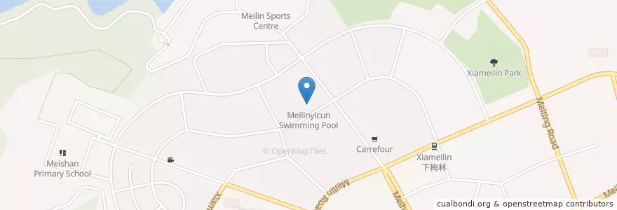 Mapa de ubicacion de Meilinyicun Swimming Pool en 中国, 広東省, 深セン市, 福田区.