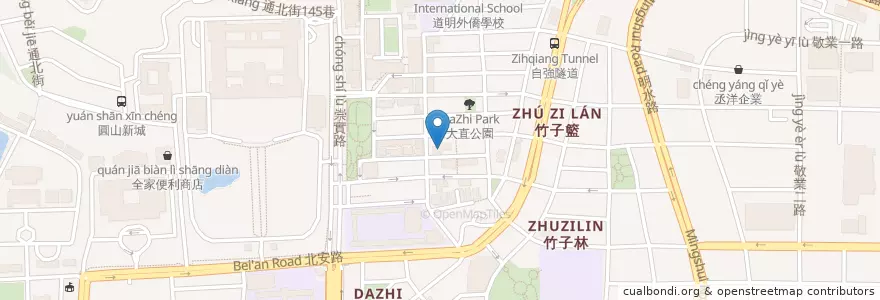 Mapa de ubicacion de 大直分館 en 臺灣, 新北市, 臺北市, 中山區.