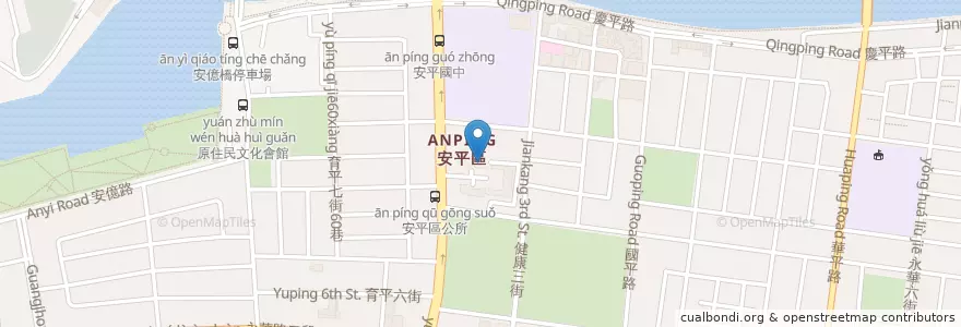 Mapa de ubicacion de 臺南市公共圖書館安平分館 en تايوان, تاينان, 安平區.
