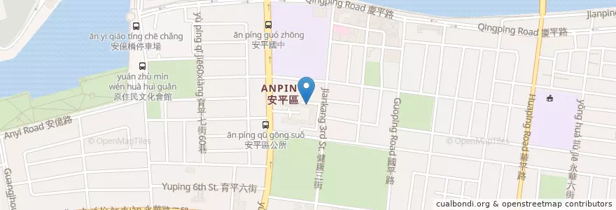 Mapa de ubicacion de 安平區區公所 en Taiwan, Tainan, Distretto Di Anping.