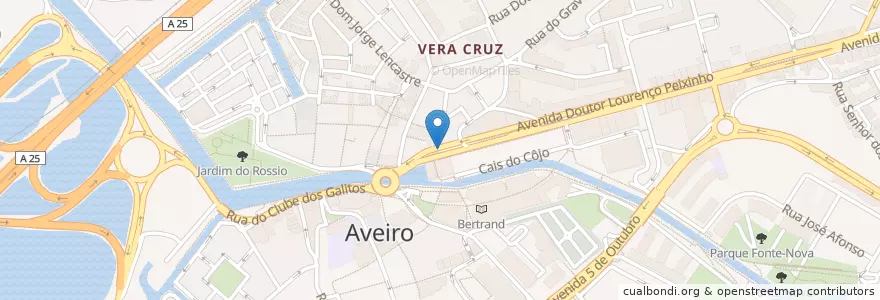 Mapa de ubicacion de Praça de Taxis en البرتغال, آويرو, الوسطى, فوغا السفلى, آويرو, Glória E Vera Cruz.