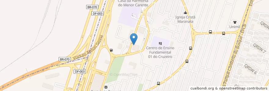 Mapa de ubicacion de Sorveteria Gelattos en 브라질, 중서지방, Região Integrada De Desenvolvimento Do Distrito Federal E Entorno, 연방구, Região Geográfica Intermediária Do Distrito Federal, Região Geográfica Imediata Do Distrito Federal, Cruzeiro.
