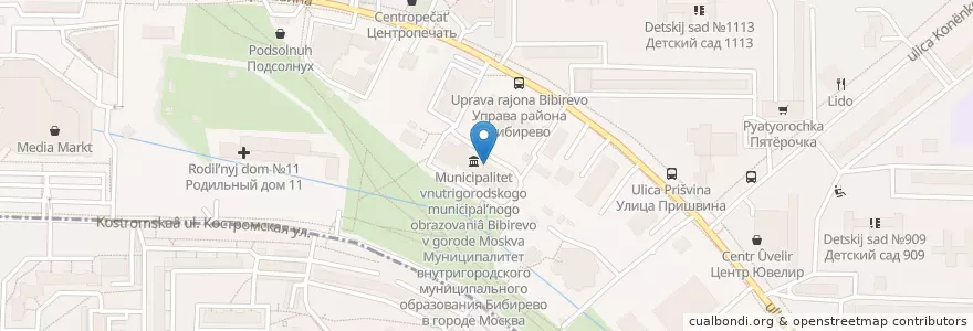 Mapa de ubicacion de Столовая en Rusia, Центральный Федеральный Округ, Москва, Северо-Восточный Административный Округ, Район Бибирево.