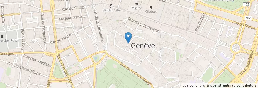 Mapa de ubicacion de Le Rozzel en Schweiz, Genf, Genf, Genf.