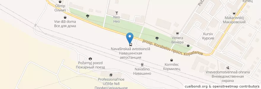 Mapa de ubicacion de Навашинская автостанция en Russie, District Fédéral De La Volga, Oblast De Nijni Novgorod, Навашинский Городской Округ.