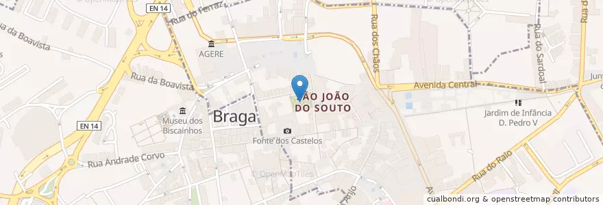 Mapa de ubicacion de Fonte de Santa Bárbara en Portugal, Nord, Braga, Cávado, Braga, São José De São Lázaro E São João Do Souto.