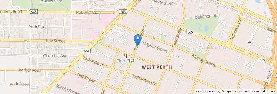 Mapa de ubicacion de Brown Fox en Australia, Western Australia, City Of Perth.