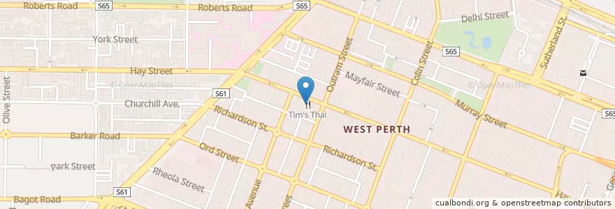 Mapa de ubicacion de Tim's Thai en Австралия, Западная Австралия, City Of Perth.