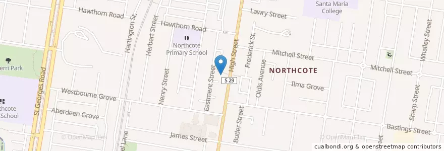 Mapa de ubicacion de Northcote Uniting Church en Австралия, Виктория, City Of Darebin.