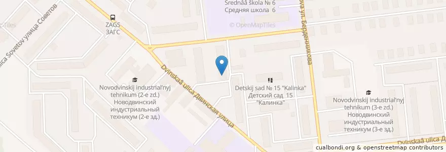 Mapa de ubicacion de Отделение почтовой связи № 164903 en Russland, Föderationskreis Nordwest, Oblast Archangelsk, Приморский Район, Городской Округ Новодвинск.