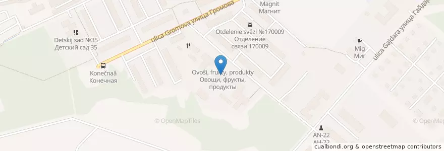 Mapa de ubicacion de Трактир en Rusia, Distrito Federal Central, Óblast De Tver, Городской Округ Тверь, Калининский Район.