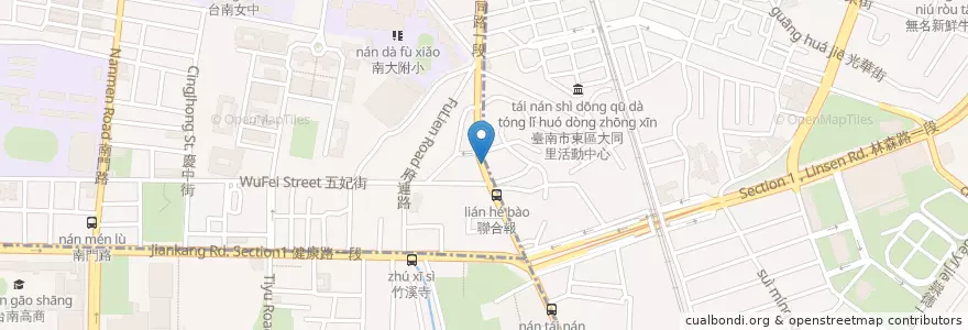 Mapa de ubicacion de 台亞加油站 en 臺灣, 臺南市, 中西區.