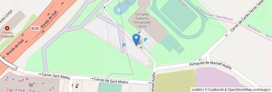 Mapa de ubicacion de 173 Poliesportiu L'H Nord en Espanha, Catalunha, Barcelona, Barcelonès.
